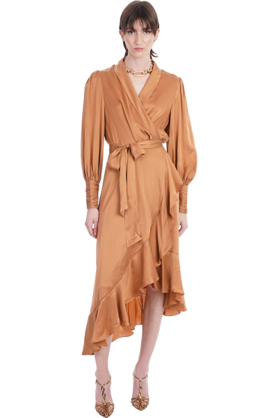 Shop Zimmermann Dress In Brown Silk