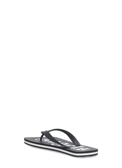 Shop Palm Angels Flip Flops With Logo In Black White
