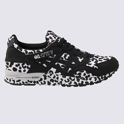Shop Comme Des Garçons Black And White Canvas And Leather Sneakers