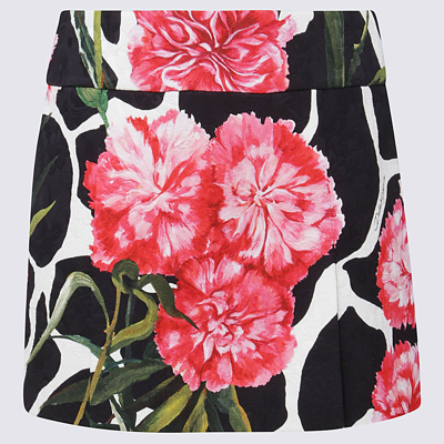 Shop Dolce & Gabbana Black Cotton Mini Skirt In Red