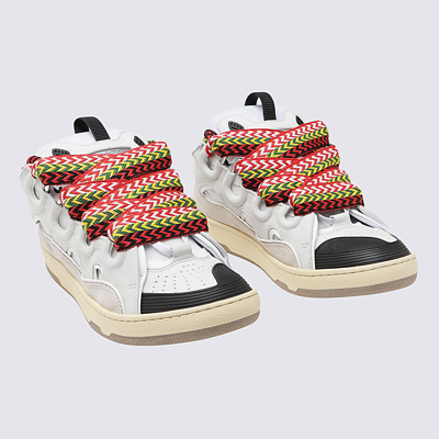 Shop Lanvin Off-white Canvas Sneakers