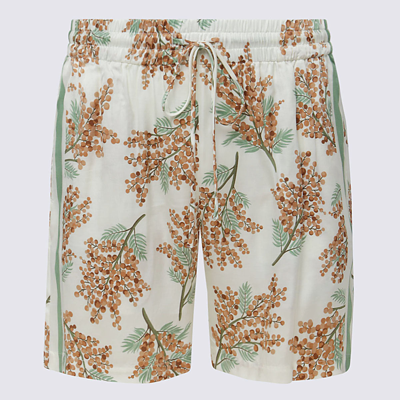 Shop Mouty White Viscose Shorts In Flower Spray