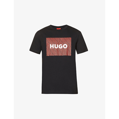 Shop Hugo Mens Black Logo-print Cotton-jersey T-shirt