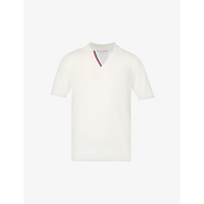 Shop Orlebar Brown Horton Striped-trim Regular-fit Cotton Polo Shirt In White Sand