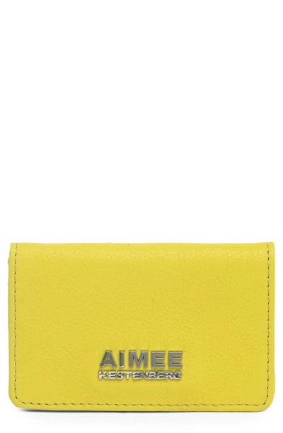 Shop Aimee Kestenberg Sammy Bifold Card Wallet In Lemon Lime