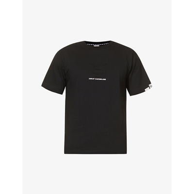 Shop Aape Brand-embossed Boxy-fit Cotton-jersey T-shirt In Black