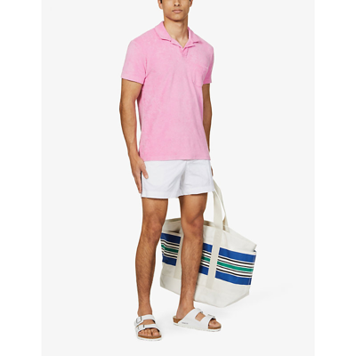 Shop Orlebar Brown Terry Brand-tab Relaxed-fit Cotton Polo Shirt In Candy