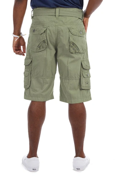 X-ray Men's Belted Double Pocket Bermuda Cargo Shorts In Sage