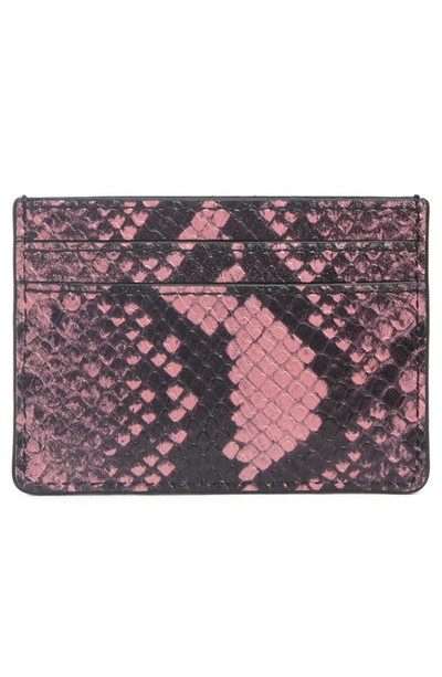 Shop Marc Jacobs Snakeskin Print Leather Card Case In Dusty Rose Multi
