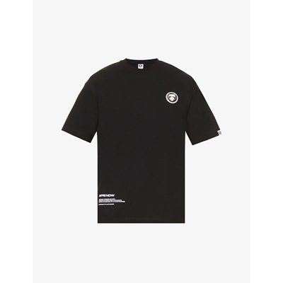 Shop Aape 1 Point Brand-patch Cotton-jersey T-shirt In Black