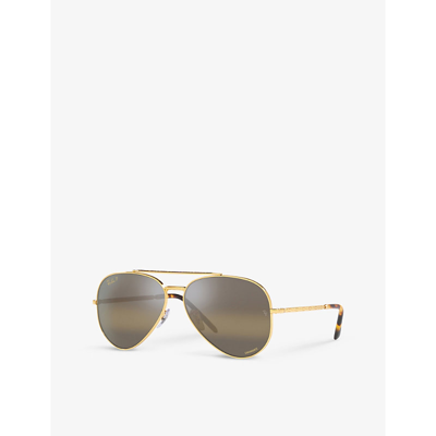 Shop Ray Ban Ray-ban Women's Gold Rb3625 Aviator-frame Metal Sunglasses