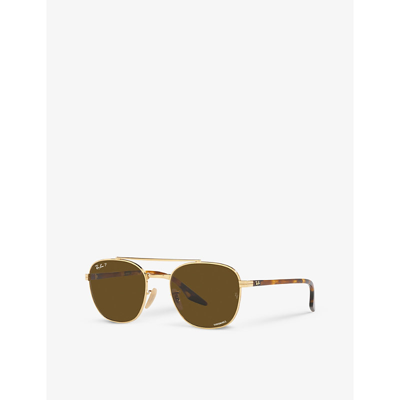 Shop Ray Ban Ray-ban Women's Gold Rb3688 Chromance Square-frame Metal Sunglasses