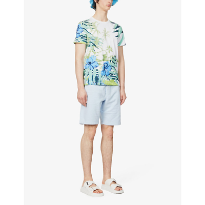 Shop Orlebar Brown Sammy Islet Tropical-print Cotton-jersey T-shirt In Cloud