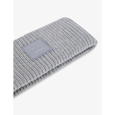 Shop Acne Studios Kory Ribbed Wool Headband In Grey Melange