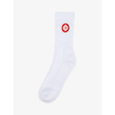 Shop Casablanca Logo-embroidered Stretch-cotton Blend Socks In Red Logo
