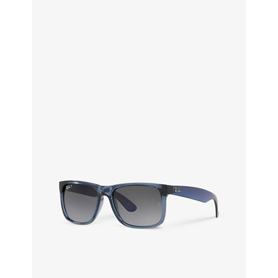 Shop Ray Ban Ray-ban Women's Blue Rb4165 Justin Rectangle-frame Acetate Sunglasses