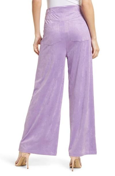 Amy Lynn High Waist Faux Suede Wide Leg Pants In Lilac