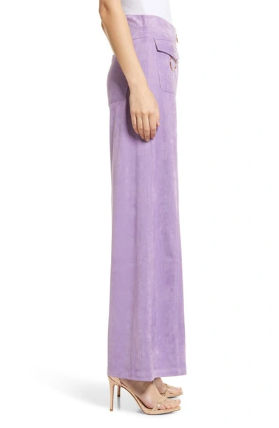 Amy Lynn High Waist Faux Suede Wide Leg Pants In Lilac