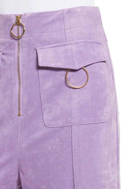 Amy Lynn High Waist Faux Suede Wide Leg Pants In Lilac