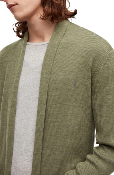 Shop Allsaints Mode Slim Fit Wool Cardigan In Moss Green Marl