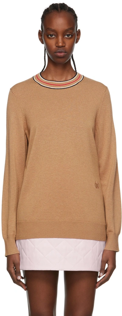 Shop Burberry Tan Cashmere Sweater In Camel