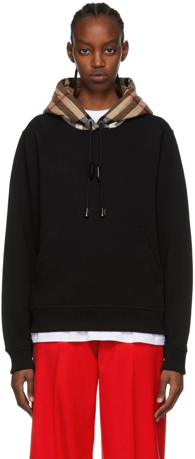 Shop Burberry Black Cotton Hoodie