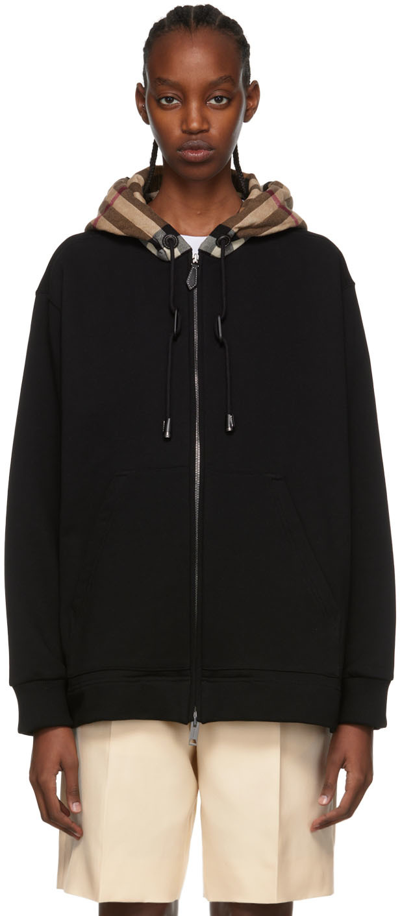 Shop Burberry Black Cotton Hoodie