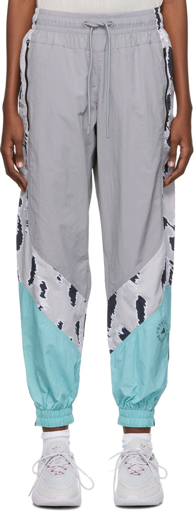 Shop Adidas By Stella Mccartney Gray Recycled Nylon Lounge Pants In Light Onix/splash