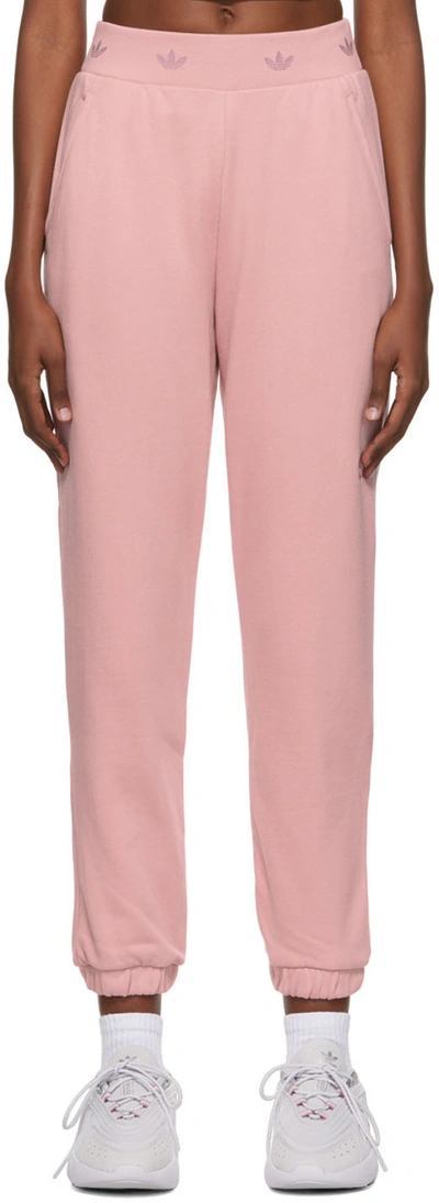 Shop Adidas Originals Pink Cotton Lounge Pants In Wonder Mauve
