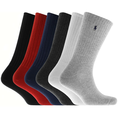 Shop Ralph Lauren 6 Pack Socks In Grey