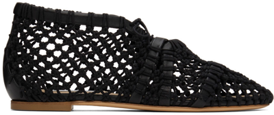 Gabriela Hearst Sage Net Lace-up Flat Loafers In Blk Black