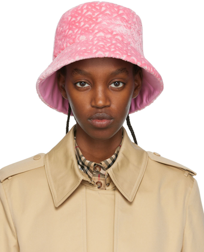Shop Burberry Pink Logo Bucket Hat In Pink/pink