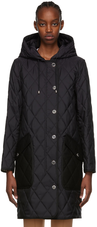 Shop Burberry Black Nylon Coat