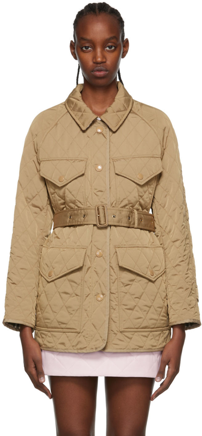 Shop Burberry Beige Nylon Jacket In Archive Beige