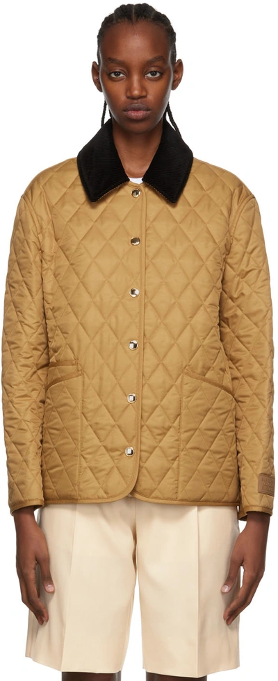 Shop Burberry Brown Polyester Jacket In Camel