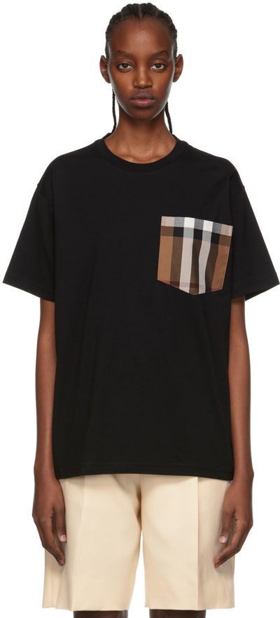 Checked Twill-trimmed Cotton-jersey T-shirt In Black
