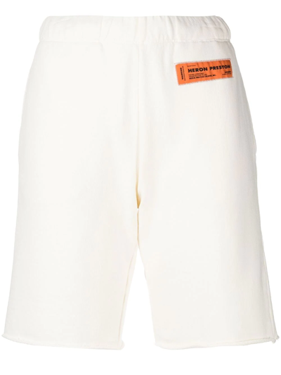 Shop Heron Preston Logo-patch Cotton Shorts In 中性色
