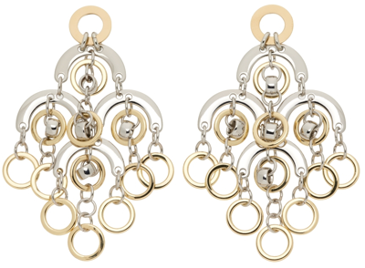 Shop Paco Rabanne Silver & Gold Sphere Chandelier Earrings In M042 Silver / Gold
