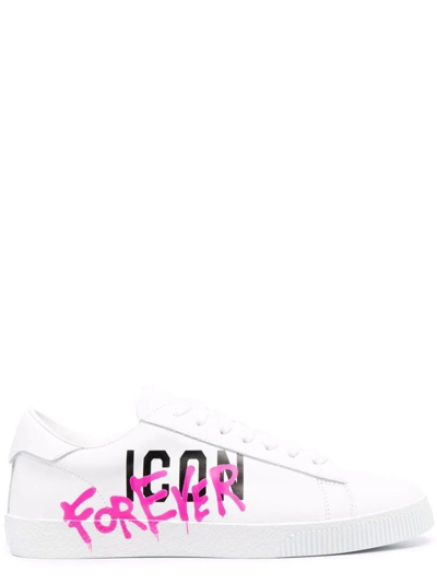 Shop Dsquared2 Icon Forever White Sneakers