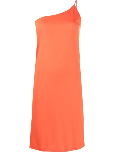 Shop Dsquared2 Orange One-shoulder Mini Dress