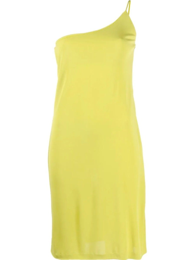 Shop Dsquared2 Yellow One-shoulder Mini Dress