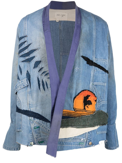 Shop Greg Lauren Patch-detail Denim Jacket In Blue