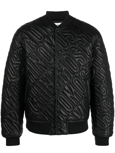 Shop Moschino Quilted Bomber Jacket In Black