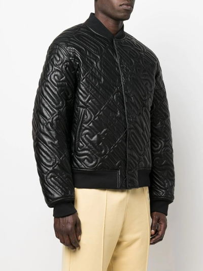 Shop Moschino Quilted Bomber Jacket In Black