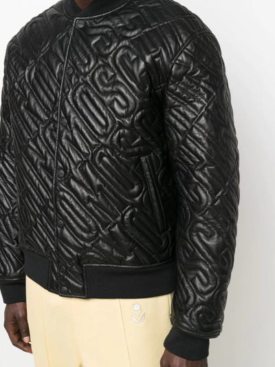 Shop Moschino Quilted Bomber Jacket In Black