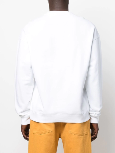 Shop Moschino Logo Organic Cotton Sweatshirt In White