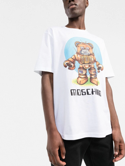 Shop Moschino Robotic Teddy Print T-shirt In White
