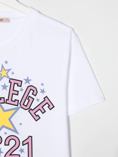 Shop N°21 Teen College Star-print T-shirt In White