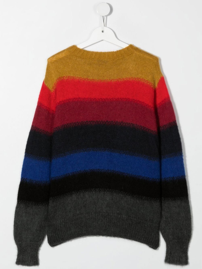 Shop N°21 Teen Logo-patch Striped Jumper In Red