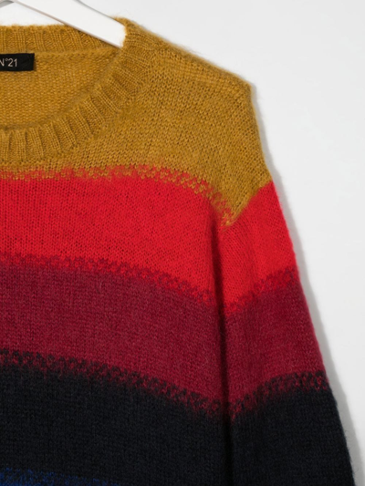 Shop N°21 Teen Logo-patch Striped Jumper In Red